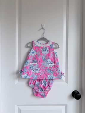 🐠Lilly Pulitzer Baby Lilly Infant Shift Dress Roxie Pink Wave N Sea